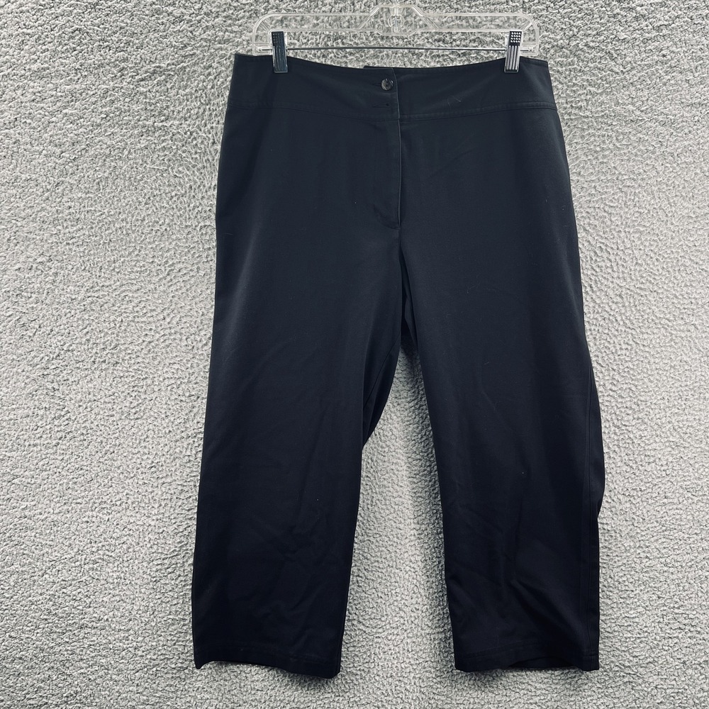 Chicos Womens Capri Pants L Black Stretch Minimalist Career Office Ready Capsule